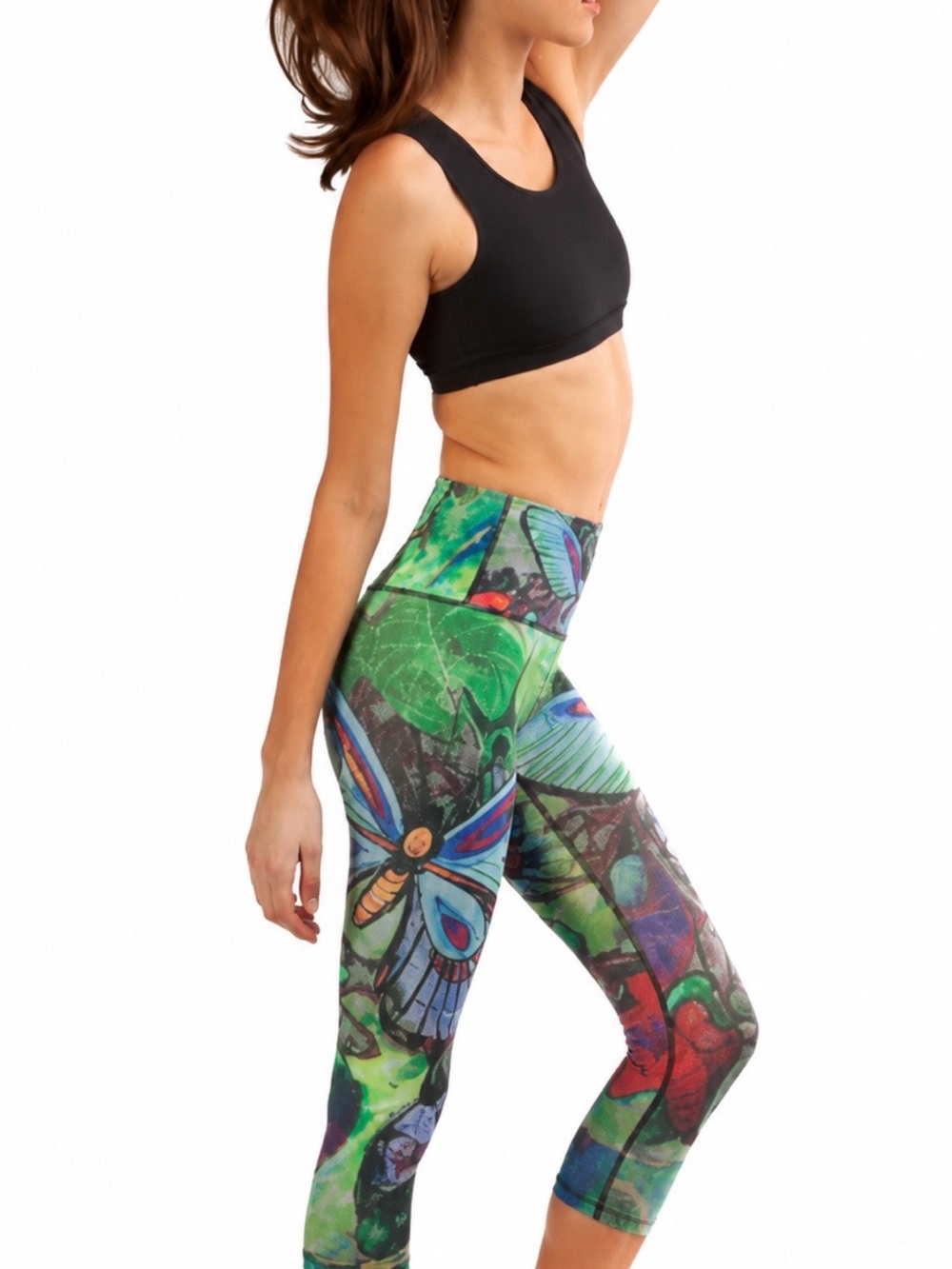 Yoga Democracy "Butterfly" Cropped Leggings Sz L